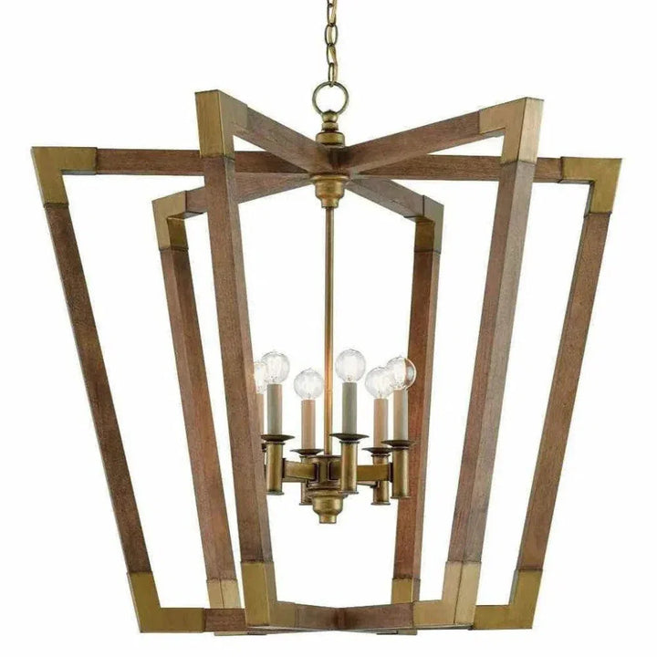 Chestnut Brass Bastian Large Lantern - LOOMLAN - Currey & Co - Pendants