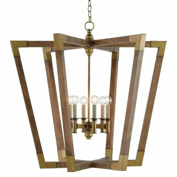Chestnut Brass Bastian Large Lantern - LOOMLAN - Currey & Co - Pendants