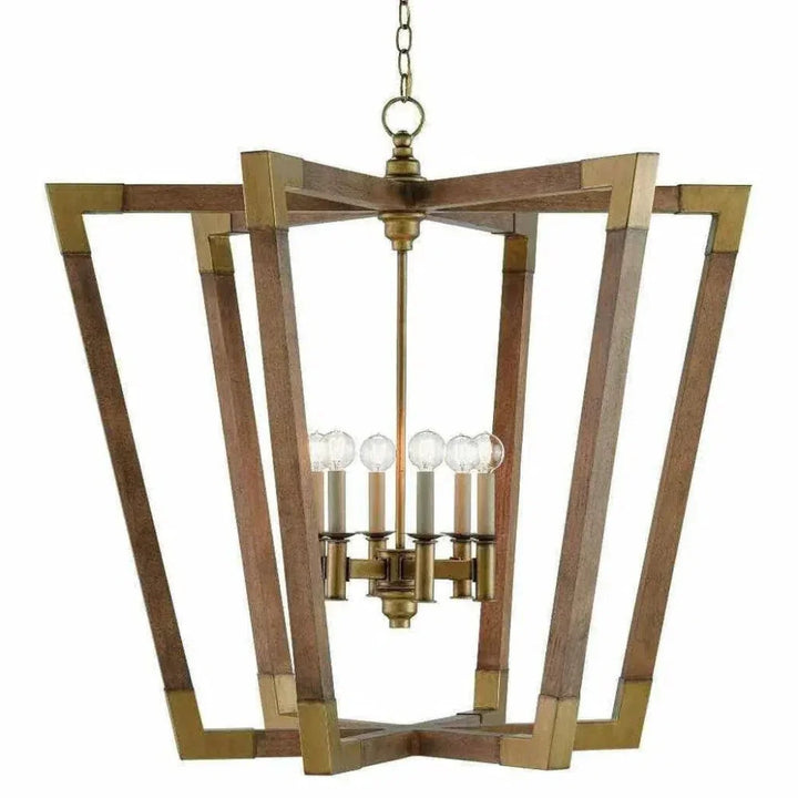 Chestnut Brass Bastian Large Lantern - LOOMLAN - Currey & Co - Pendants