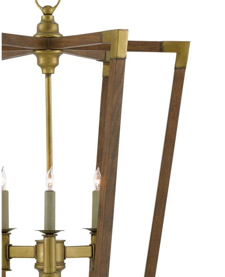 Chestnut Brass Bastian Medium Lantern - LOOMLAN - Currey & Co - Pendants