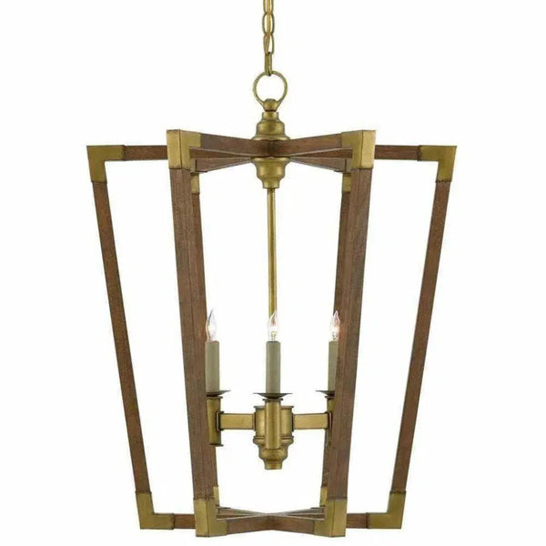 Chestnut Brass Bastian Medium Lantern - LOOMLAN - Currey & Co - Pendants
