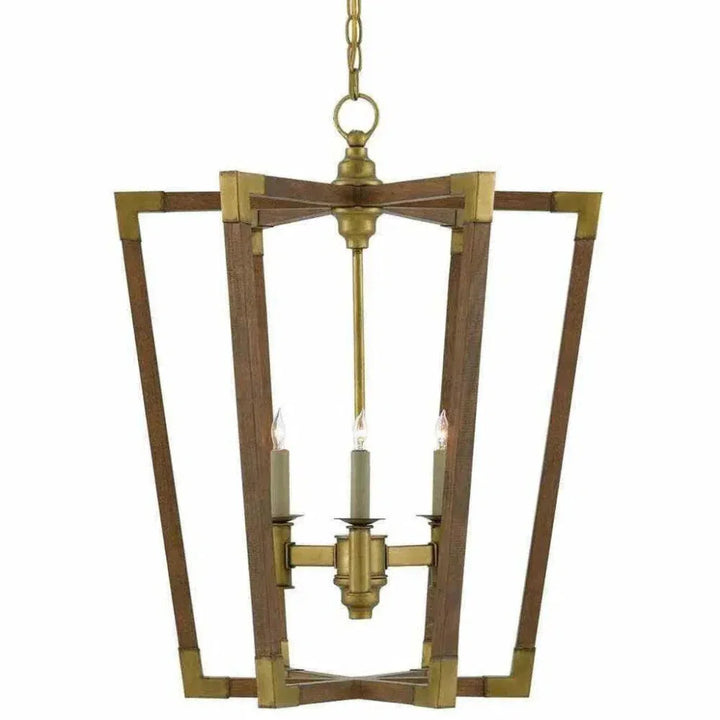 Chestnut Brass Bastian Medium Lantern - LOOMLAN - Currey & Co - Pendants