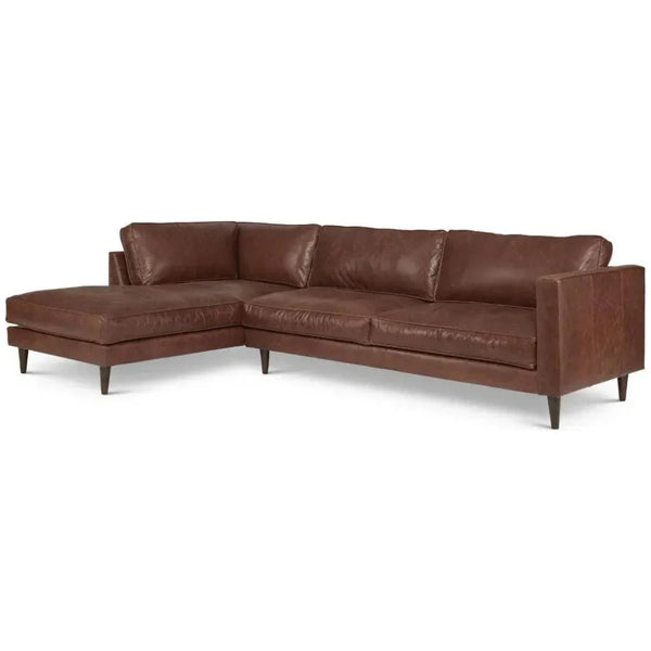 Cheviot Leather Right Arm Sectional Chaise - LOOMLAN - One For Victory - Sectionals