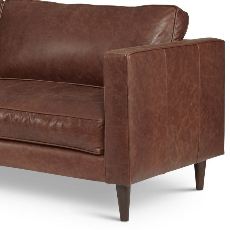 Cheviot Leather Right Arm Sectional with Chaise Made to Order-Sectionals-One For Victory-LOOMLAN