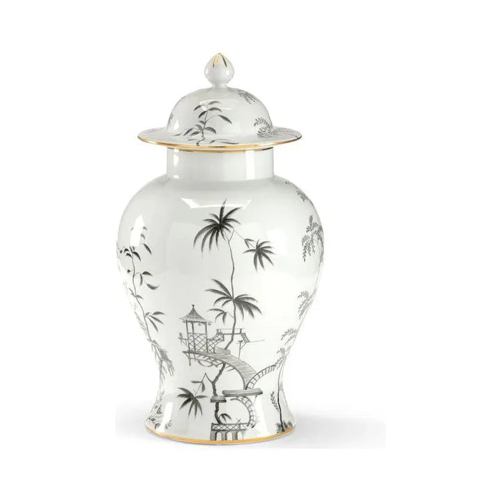 Chinoiserie Hand Decorated Porcelain Jar - LOOMLAN - Chelsea House - Vases & Jars