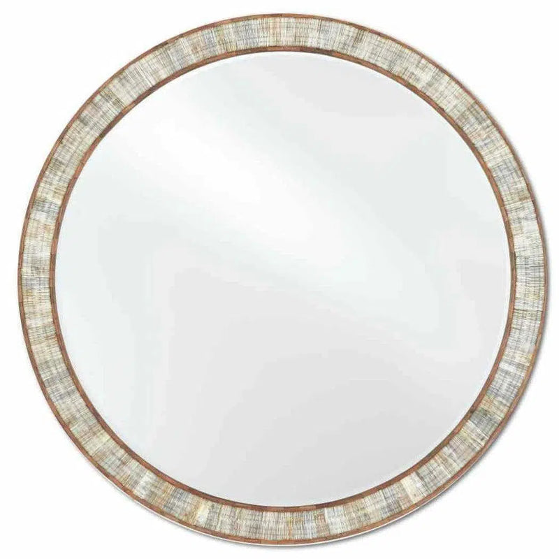 Chiseled Horn Natural Hyson Round Mirror