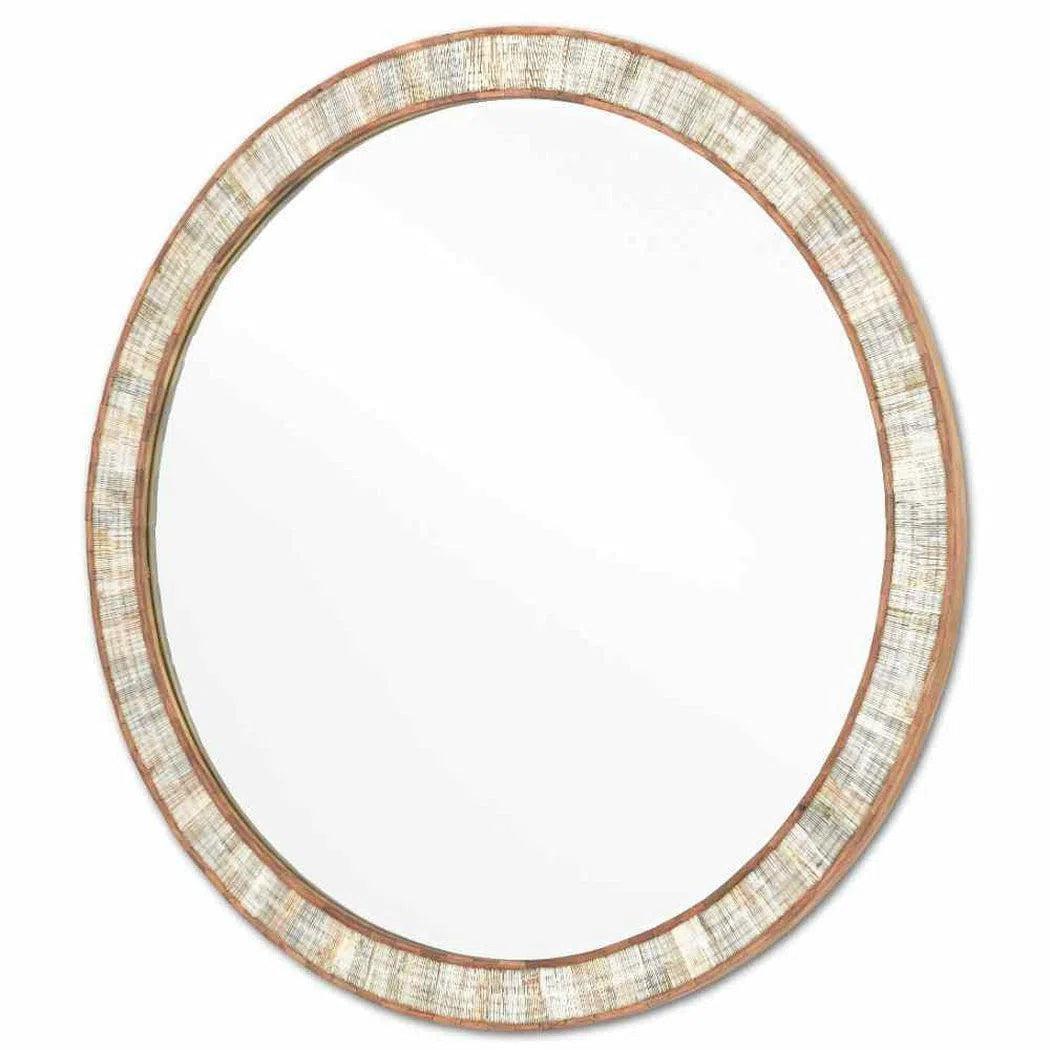 Chiseled Horn Natural Hyson Round Mirror