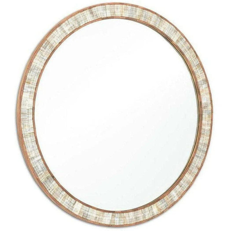 Chiseled Horn Natural Hyson Round Mirror