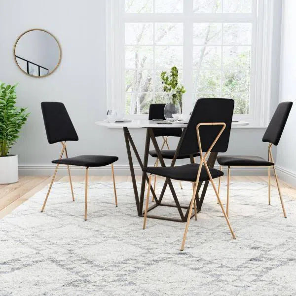 Chloe Dining Chair (Set of 2) Black & Gold Dining Chairs LOOMLAN By Zuo Modern