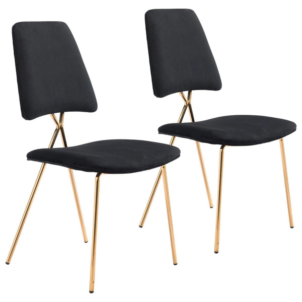 Chloe Dining Chair (Set of 2) Black & Gold Dining Chairs LOOMLAN By Zuo Modern