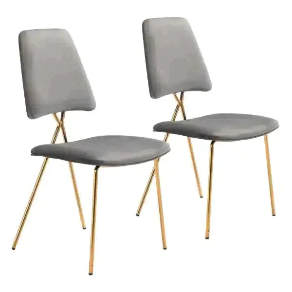 Chloe Dining Chair (Set of 2) Gray & Gold Dining Chairs LOOMLAN By Zuo Modern