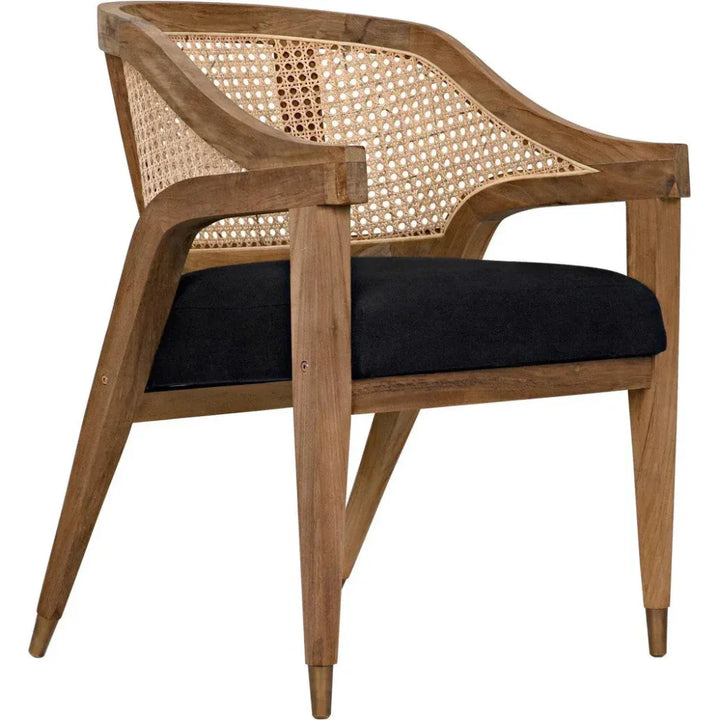 Chloe Natural Teak Wood Chair Black Caning - LOOMLAN - Noir - Accent Chairs