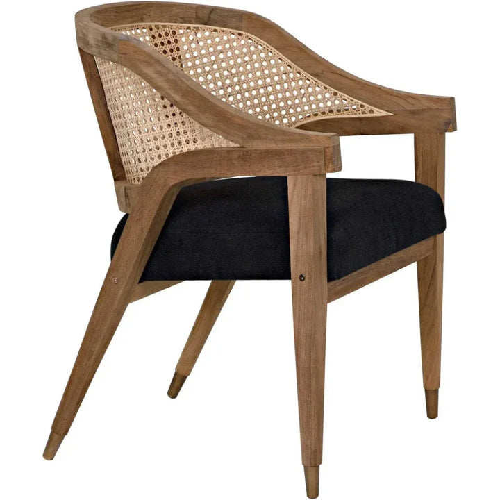 Chloe Natural Teak Wood Chair Black Caning - LOOMLAN - Noir - Accent Chairs