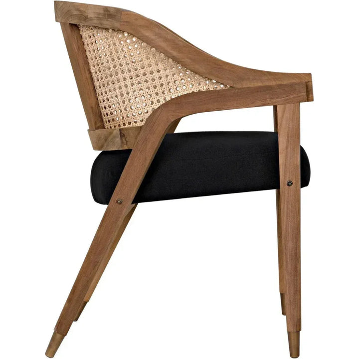 Chloe Natural Teak Wood Chair Black Caning - LOOMLAN - Noir - Accent Chairs