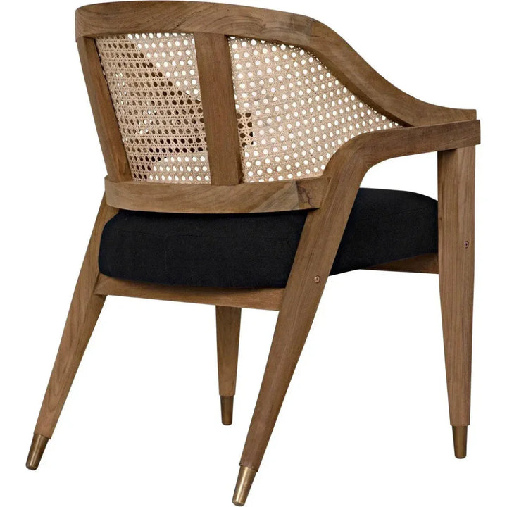 Chloe Natural Teak Wood Chair Black Caning - LOOMLAN - Noir - Accent Chairs