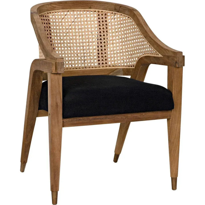 Chloe Natural Teak Wood Chair Black Caning - LOOMLAN - Noir - Accent Chairs