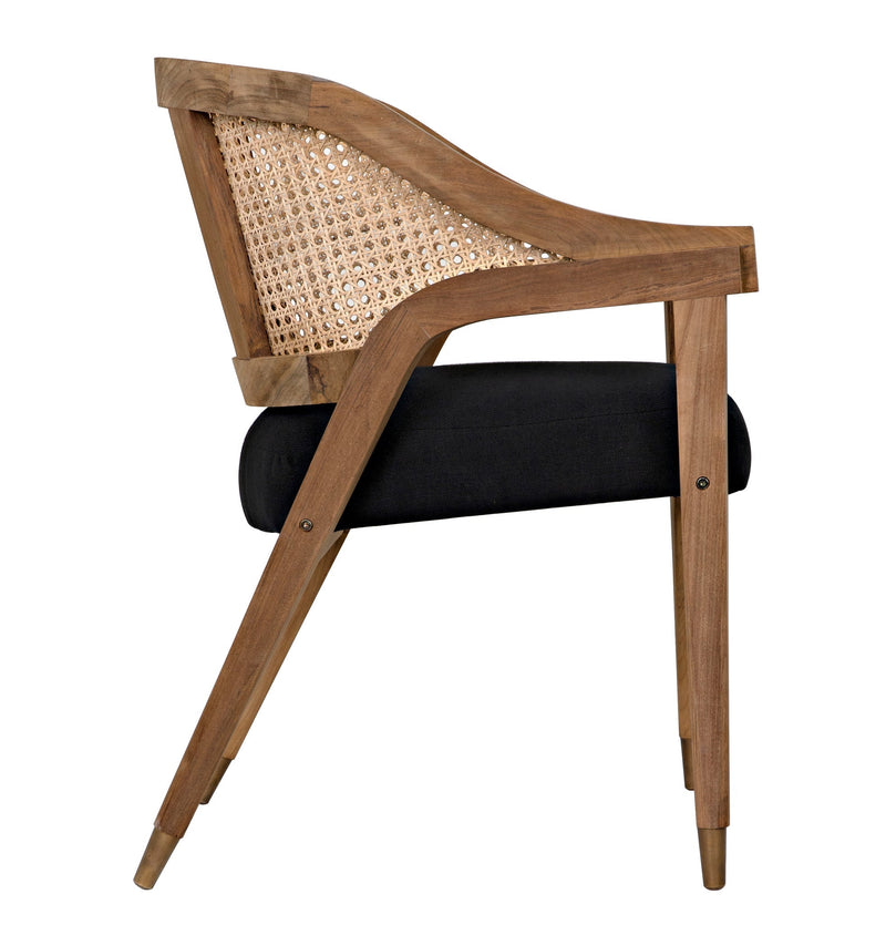 Chloe Natural Teak Wood Chair With Black Caning-Club Chairs-Noir-LOOMLAN