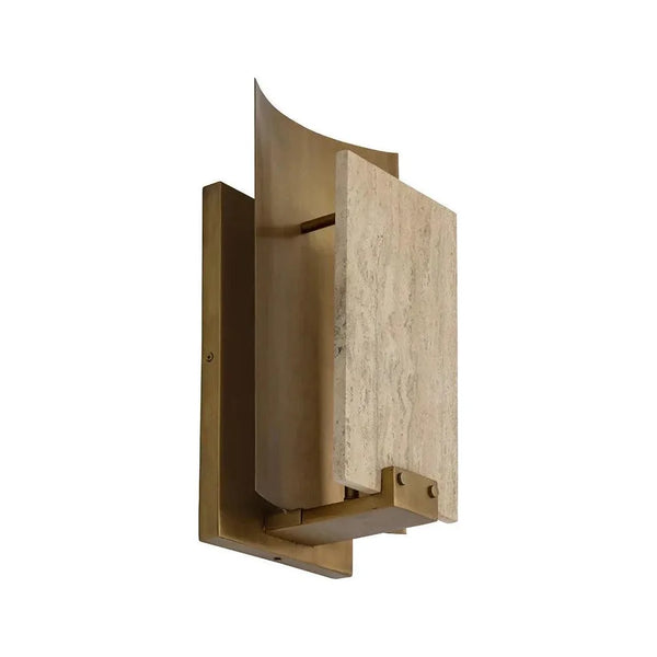 Ciana Sconce Brass Wall Light Travertine-Wall Sconces-SUNPAN-LOOMLAN