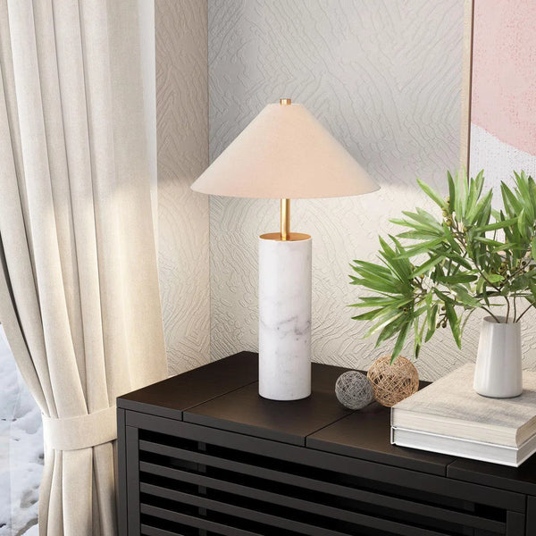 Ciara Table Lamp Beige & White Table Lamps LOOMLAN By Zuo Modern