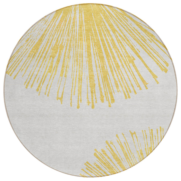 Circles Gold Washable Indoor-Outdoor Rug