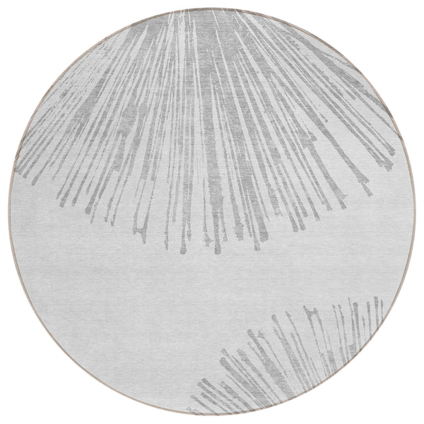 Circles Grey Washable Indoor-Outdoor Rug