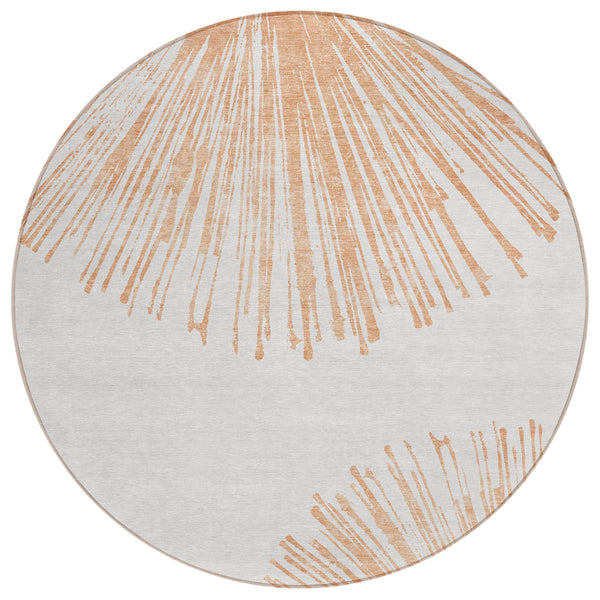 Circles Salmon Washable Indoor-Outdoor Rug