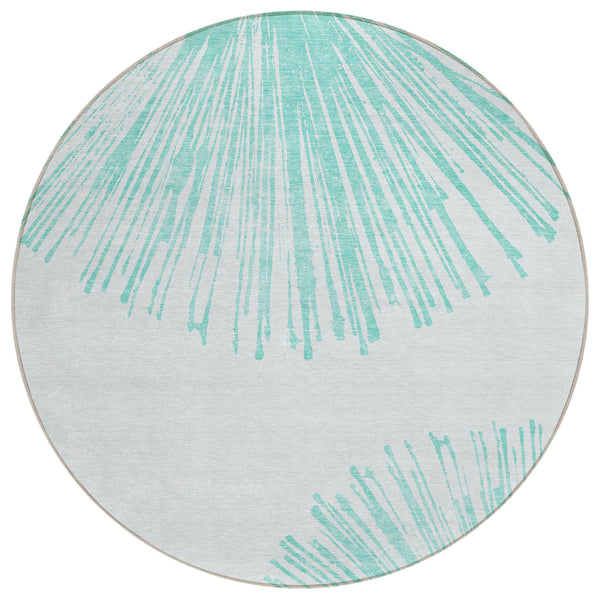 Circles Teal Washable Indoor-Outdoor Rug