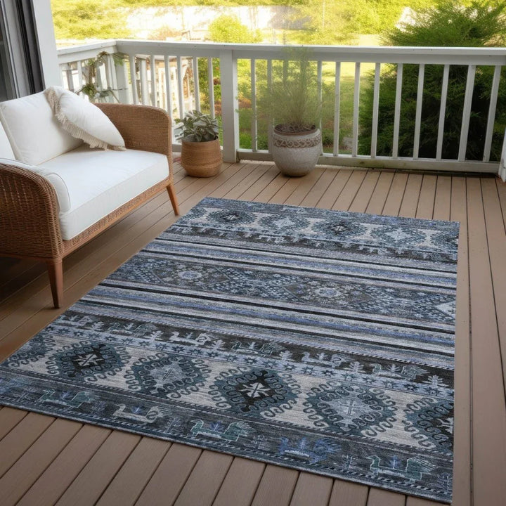 Claritha Blue Washable Indoor - Outdoor Rug - LOOMLAN - LOOMLAN Rugs - Outdoor Rugs