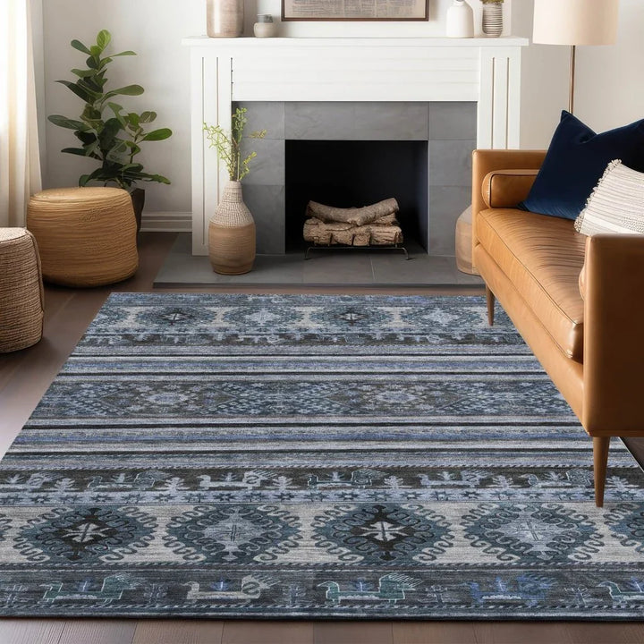 Claritha Blue Washable Indoor - Outdoor Rug - LOOMLAN - LOOMLAN Rugs - Outdoor Rugs