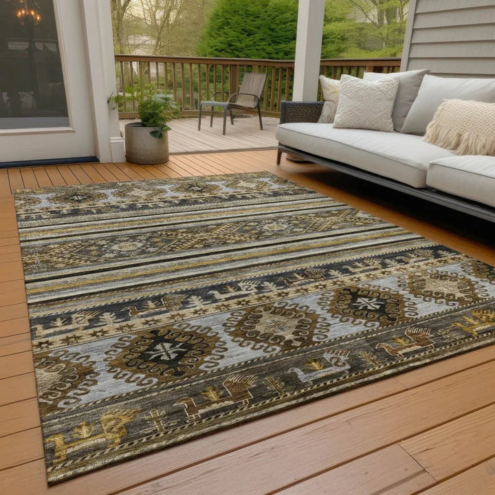 Claritha Brown Washable Indoor - Outdoor Rug - LOOMLAN - LOOMLAN Rugs - Outdoor Rugs