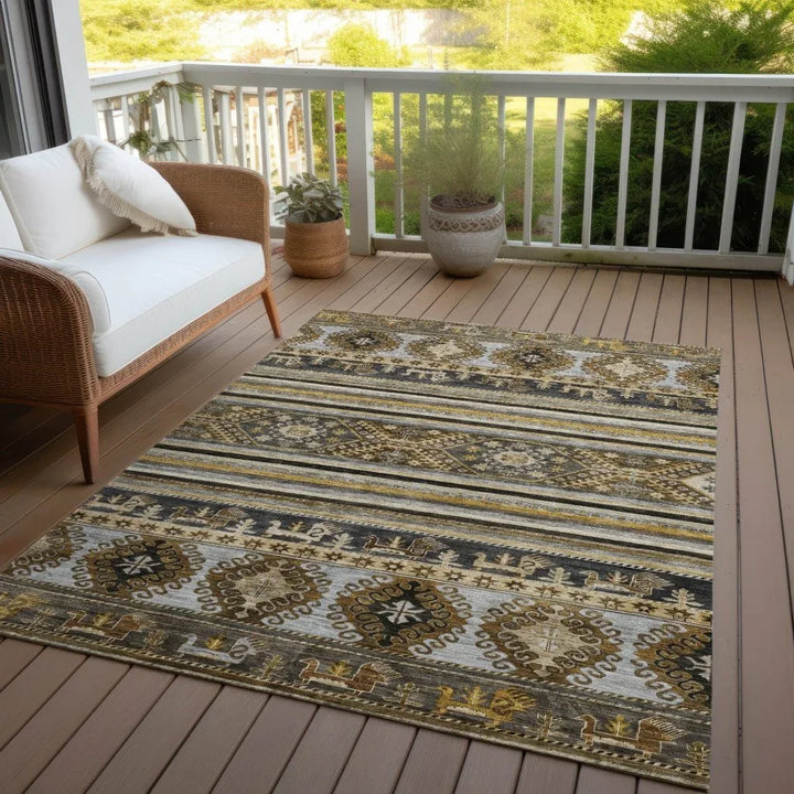 Claritha Brown Washable Indoor - Outdoor Rug - LOOMLAN - LOOMLAN Rugs - Outdoor Rugs