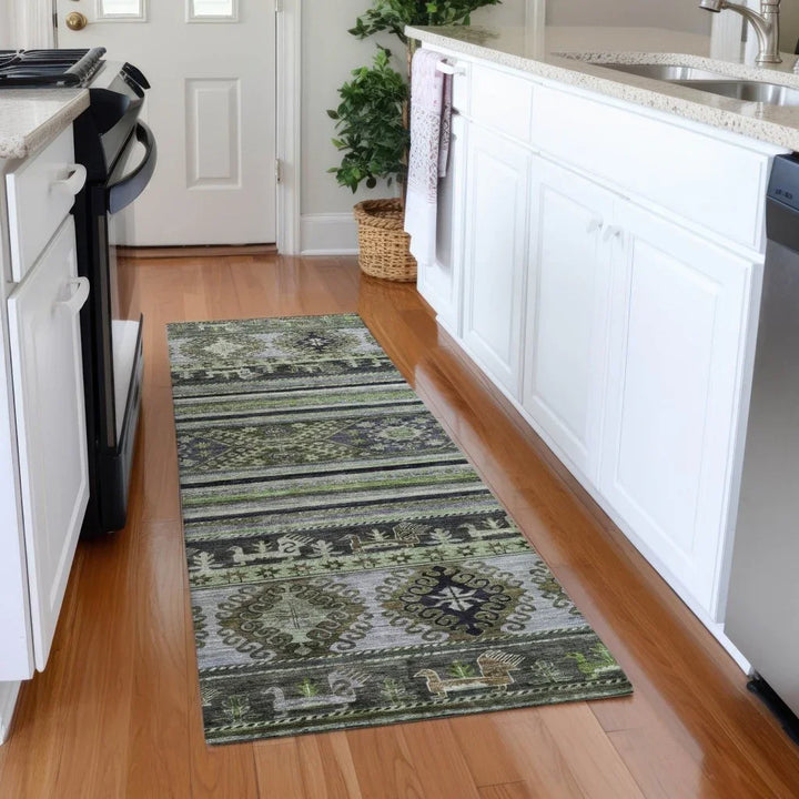 Claritha Green Washable Indoor - Outdoor Rug - LOOMLAN - LOOMLAN Rugs - Outdoor Rugs