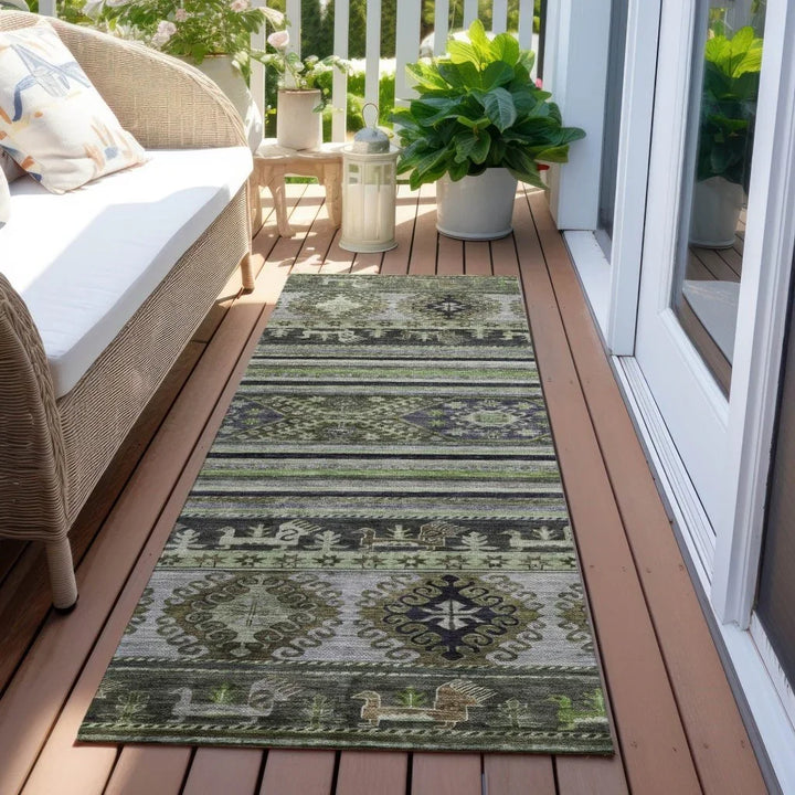 Claritha Green Washable Indoor - Outdoor Rug - LOOMLAN - LOOMLAN Rugs - Outdoor Rugs
