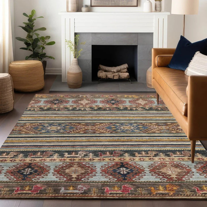 Claritha Orange Washable Indoor - Outdoor Rug - LOOMLAN - LOOMLAN Rugs - Outdoor Rugs