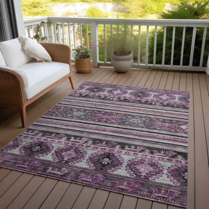 Claritha Purple Washable Indoor - Outdoor Rug - LOOMLAN - LOOMLAN Rugs - Outdoor Rugs