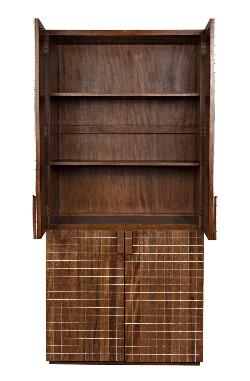 Clash Hutch Armoire Tall Bookcase Cabinet-Bookcases-Noir-LOOMLAN