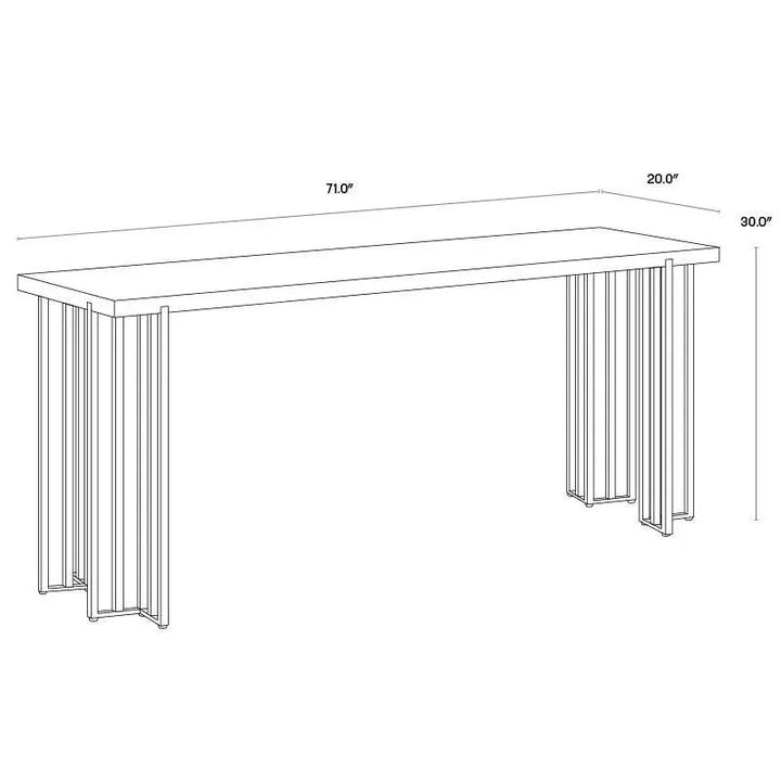 Classic Wood Console Table With Brass Legs - LOOMLAN - SUNPAN - Console Tables