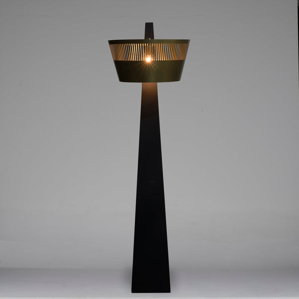 Claudius Floor Lamp, Black of Brass Finished Steel-Floor Lamps-Noir-LOOMLAN