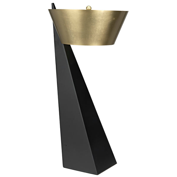 Claudius Metal Table Lamp With Brass Finish-Table Lamps-Noir-LOOMLAN