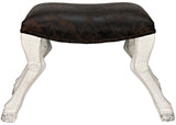Claw Leg Saddle Wood White Stool-Poufs and Stools-Noir-LOOMLAN