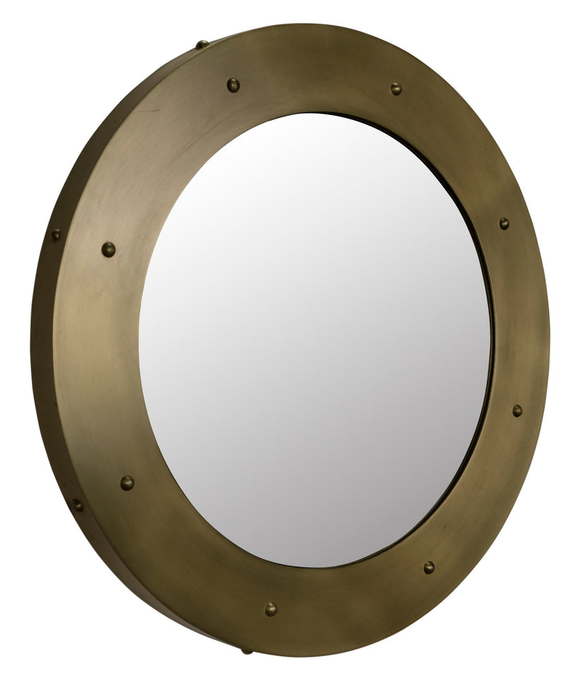 Clay Steel Vertical Large Mirror With Brass Finish-Wall Mirrors-Noir-LOOMLAN