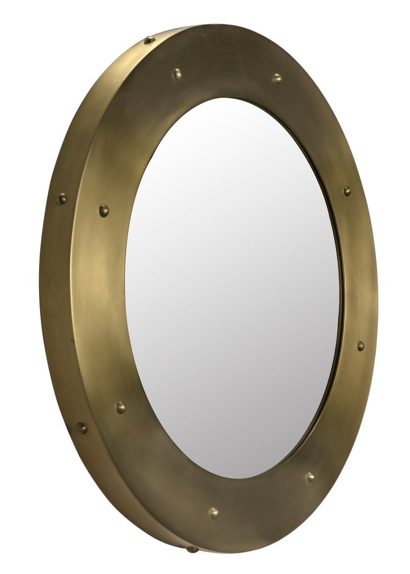 Clay Steel Vertical Large Mirror With Brass Finish-Wall Mirrors-Noir-LOOMLAN