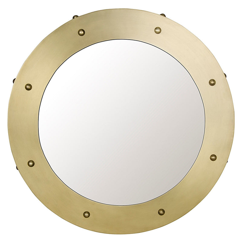 Clay Steel Vertical Small Mirror Brass Finish-Wall Mirrors-Noir-LOOMLAN