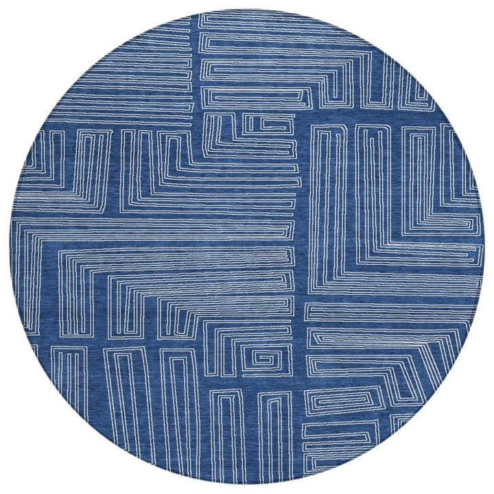 Clayra Blue Washable Indoor-Outdoor Rug-Outdoor Rugs-LOOMLAN Rugs-8' x 8'-LOOMLAN