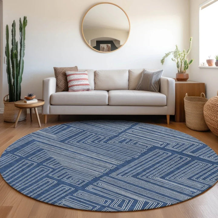Clayra Blue Washable Indoor-Outdoor Rug-Outdoor Rugs-LOOMLAN Rugs-LOOMLAN