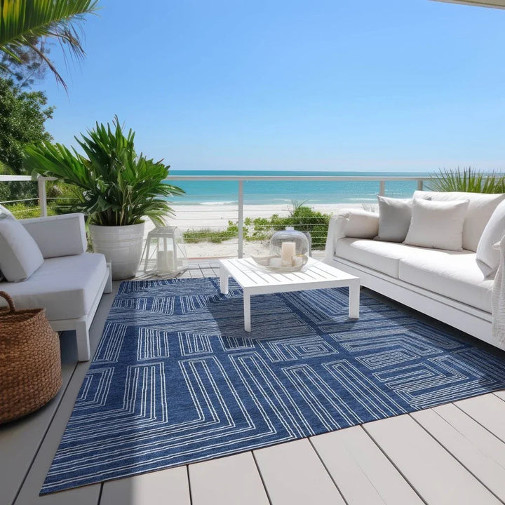 Clayra Blue Washable Indoor-Outdoor Rug-Outdoor Rugs-LOOMLAN Rugs-LOOMLAN