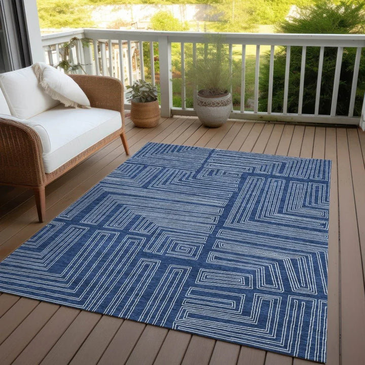 Clayra Blue Washable Indoor-Outdoor Rug-Outdoor Rugs-LOOMLAN Rugs-LOOMLAN