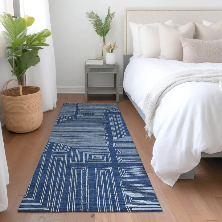 Clayra Blue Washable Indoor-Outdoor Rug-Outdoor Rugs-LOOMLAN Rugs-LOOMLAN