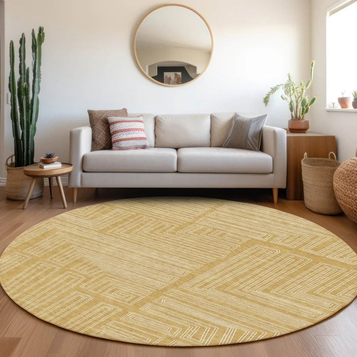 Clayra Gold Washable Indoor-Outdoor Rug-Outdoor Rugs-LOOMLAN Rugs-LOOMLAN