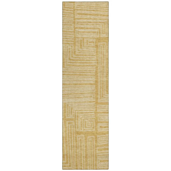 Clayra Gold Washable Indoor-Outdoor Rug-Outdoor Rugs-LOOMLAN Rugs-2'3" x 7'6"-LOOMLAN